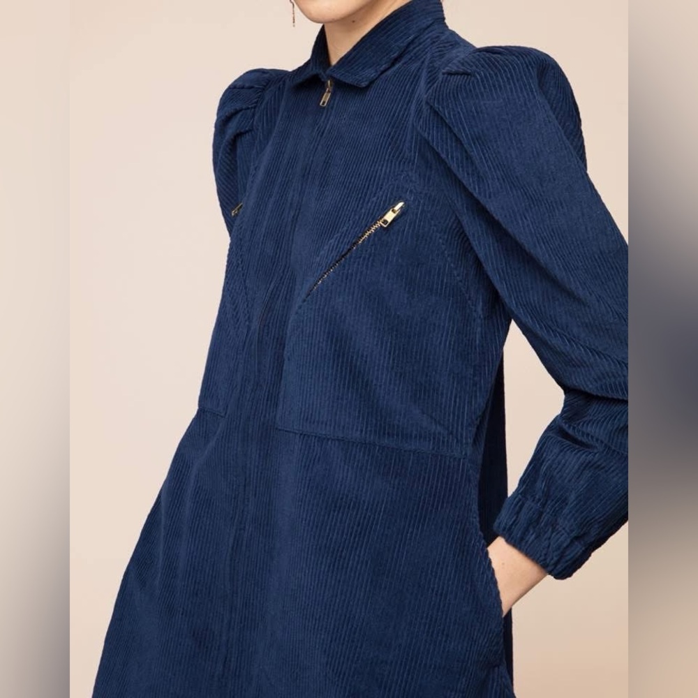 Elegant Navy Corduroy Mini Dress